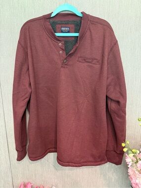 SMITH Men's Henley Sweatshirt in Wine Sherpa Lined.